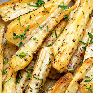 Honey roast parsnips side