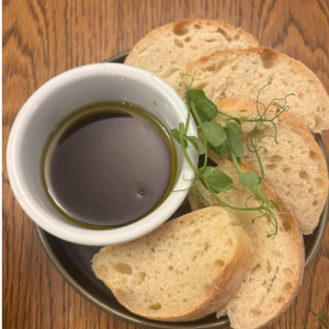 Warm ciabatta with balsamic & olive oil