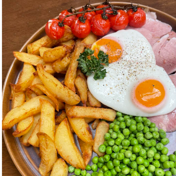 Main menu - Ham, egg & chips